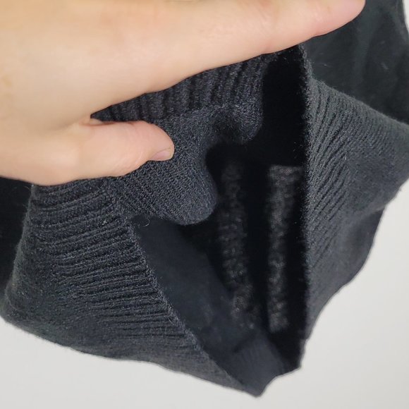 JJ Authentic Black Knit Mini Sweater Tunic Dress Shory Sleeve Sequins Keyhole L - Picture 4 of 10